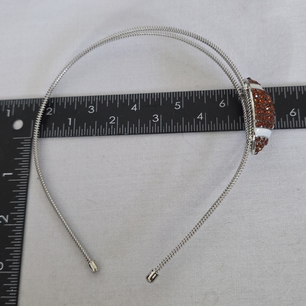Silver Headband with Bling Rhinestone Football Or Red Paw Print Charm - Picture 6 of 6